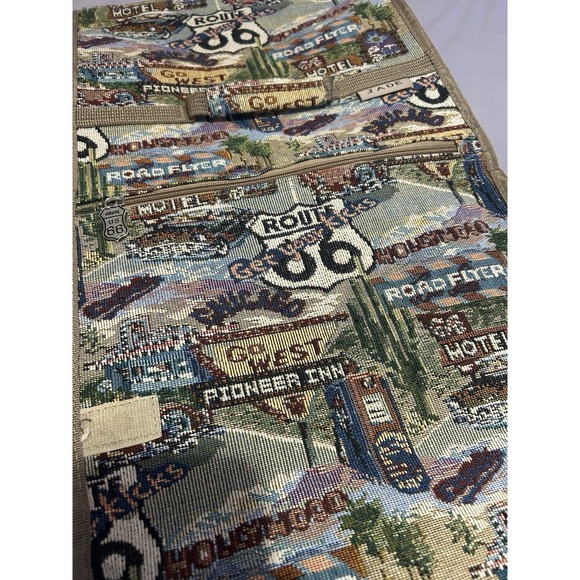 Jade Tapestry Route 66 Vintage Shopping Travel Tote Bag With Wheels - Picture 2 of 11